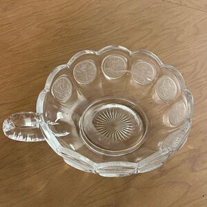 Vintage Fostoria Coin Glass Round Nappy Bowl Candy Dish Scalloped Edge Clear